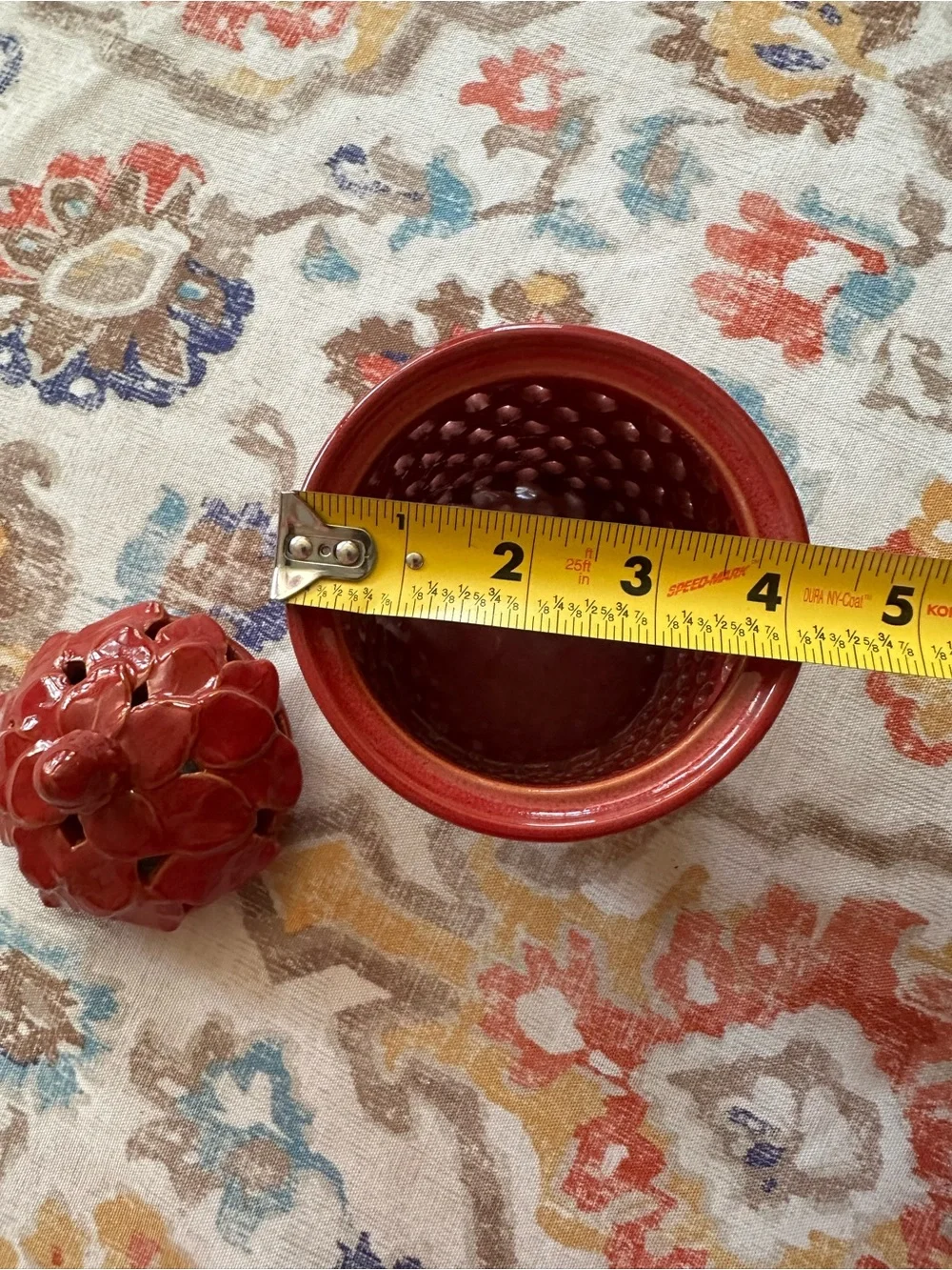 Decorative Red Ceramic Lidded Jar - Home Accent